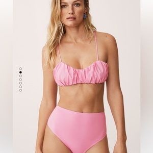 New with tags - Mango Pink 2 Piece Draped Top Swimsuit Set - Size Small